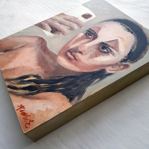 “Intimacy“ Original oil painting on Cradled Wood Panel 10"w x 8"h x 1.5"d - Picture 10 of 13